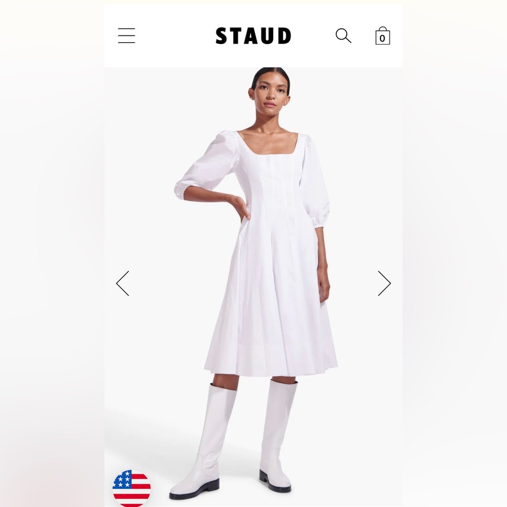 STAUD White Midi Dress